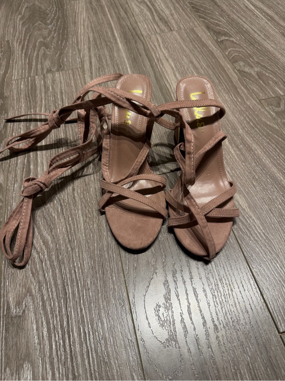 Lace-Up Strappy Block Heel Sandals - Blush
